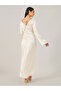 Satin Bell Sleeve Boat Neck Maxi Dress - 5