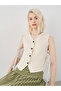 Solid V-Neck Buttoned Vest Top