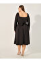 Plus Size Embellished Bow Detail Pleated A-Line Midi Dress - 5