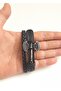 Fashionable Genuine Leather Bracelet with Double Axe Figure 2 - 3