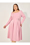 Plus Size Embellished Bow Detail Pleated A-Line Midi Dress - 3