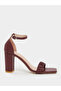 Pleated Ankle Strap Block Heel Sandals - 2