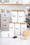 6-Piece Natural Wooden Vacuumed Porcelain-Looking Acrylic Spice Jar with Lid 300ml with Label and Spoon
