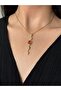 Steel Gold Pink Stone Y Necklace - 3