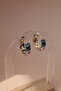 Enamel Flower Detailed Hoop Earrings - 3