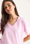 Women's Candy Pink 100% Organic Cotton Comfort Fit T-Shirt with Deep V Neck 60602066 - 4
