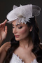 White Fascinator with Crystal and Feather Detail - 6