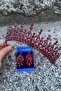 Abrienda Burgundy Bridal Henna Crown Special Occasion Accessory Women's Crown and Three Shuttle Earrings Set - 3