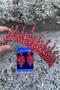 Abrienda Red Bridal Henna Crown Special Occasion Accessory Women's Crown and Thin Shuttle Earring Set - 3