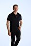 Pearl Teeth Half Zipper T-Shirt Black