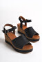 Women's Special Straw Design Single Strap Wedge Heeled Shoes, Casual Sandals