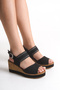 Wedge Heeled Casual Shoes, Suede Sandals - 6