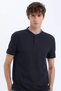 Slim Fit Slim Fit Stand Collar Textured Short Sleeve Waffle Polo T-Shirt Z4262Az25Sm