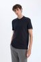 Slim Fit Slim Fit Stand Collar Textured Short Sleeve Waffle Polo T-Shirt Z4262Az25Sm - 4