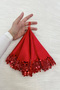 Red Bride Groom Handkerchief, Sparkling Sequins and Beads Embroidered, Wedding Henna Circumcision Promise Engagement Halay - 4