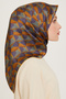 Nostalgia Series Silk Sura Scarf 9204Ds-39 Geometric Pattern Turmeric-Purple - 2