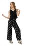 Mini Girl's Floral Print Pants Suit with Button Crop Vest - Black - 3