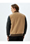 College Jacket Bomber Neck Slim Fit Zippered Pocket Detail - 4