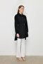 Asymmetrical Cotton Tunic with Belt Black