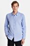 Modern Slim Fit Long Sleeve Cotton Easy-Iron Dobby Blue Men's Shirt