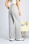 Gray Adjustable Waist Striped Pockets Wide Leg Linen Women's Trousers S - 7