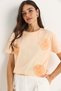 Women's Puppy Mouth Crew Neck Short Sleeve T-Shirt with Flower Accessories 60602060 - 3