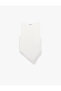 Asymmetric Detailed Slim Fit Crew Neck Layered Twist Sleeveless Blouse - 4