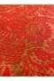Red Floral Patterned Burnt Fabric – 140 cm Width |   Modern Design over Transparent Tulle - 2