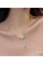 Triple Heart Model Tassel Dangle Style Zircon Stone Embroidered Stylish Design Steel Necklace - 5