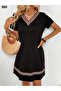 Women's Etbik Pattern Short Sleeve V Neck Viscose Dress