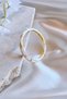 White Pink Vintage Patterned Zircon Stone Handcuff Steel Bracelet