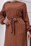 Lara Fabric Tie Dress - Tan / E0124 - 5