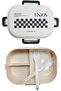 Enjoy Checkerboard Lunch Box, Divided Compartments, White and Navy, with Spoon - 4
