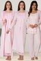 Women's Pink Special Design Cotton Maternity Maternity Dressing Gown, Pajama Set, Nightgown Set of 4 - 2