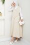 Cross Single Pocket Ecru Vest Suit - 3