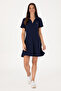 Women's Navy Blue Polo Neck Mini Knit Dress 50299536-VR033 - 3