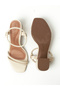 Ladies Mid Heel Sandals Cream | Made In Brazil - 5
