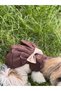 Dog Dress Outfit Brown Beige Color Poplin Fabric Pleated Cat Dress - 3