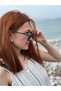 Navy Blue Matte Round Framed Brand Model Unisex Sunglasses - 3