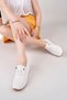 Women's White Rubber Laced Orthopedic Sole Ballerinas - 2