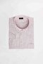 Men's Big Size 100% Cotton Buttoned Collar Linen Texture Striped Short Sleeve Burgundy Shirt - 2