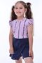 Wrapped Fabric Floral Patterned Ruffle Sleeve Bow Detailed Girl's Shorts Skirt Set - 3