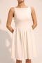 White Button Detailed Dress - 6