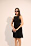 Black Button Detailed Dress - 7