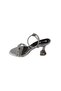 Yazkiş Women's Black and White Evening Dress Shoes with Stones on the Ankle and 9cm Transparent Goblet Heel - 3