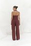 Dena Backless Burgundy Linen Vest Trousers Suit - 4