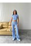 Women's High Waist Flexible Flare Pants and Cycling Collar Crop 2-Piece Set Tkm1000 - 6