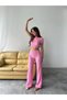 Women's High Waist Flexible Flare Pants and Cycling Collar Crop 2-Piece Set Tkm1000 - 6
