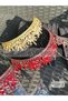 Flora Aurelia Gold Crystal Stone Luxury Design Engagement Bridal Tiara Metal Crown with Peaked Authentic Motif - 7