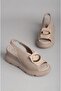 Seç 8067 Genuine Leather Women's Sandals with Heel (Heel Height: 7cm) Gray - 2